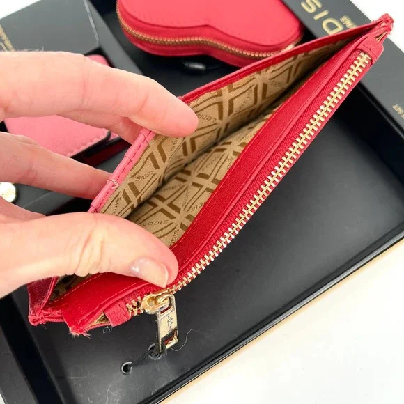 LODIS Genuine Leather Tech Gift Set Airpod Case Wallet Pink Red NIB - Picture 5 of 13